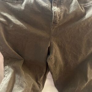 Women Olive/Gray Pants. Boot cut. High rise.